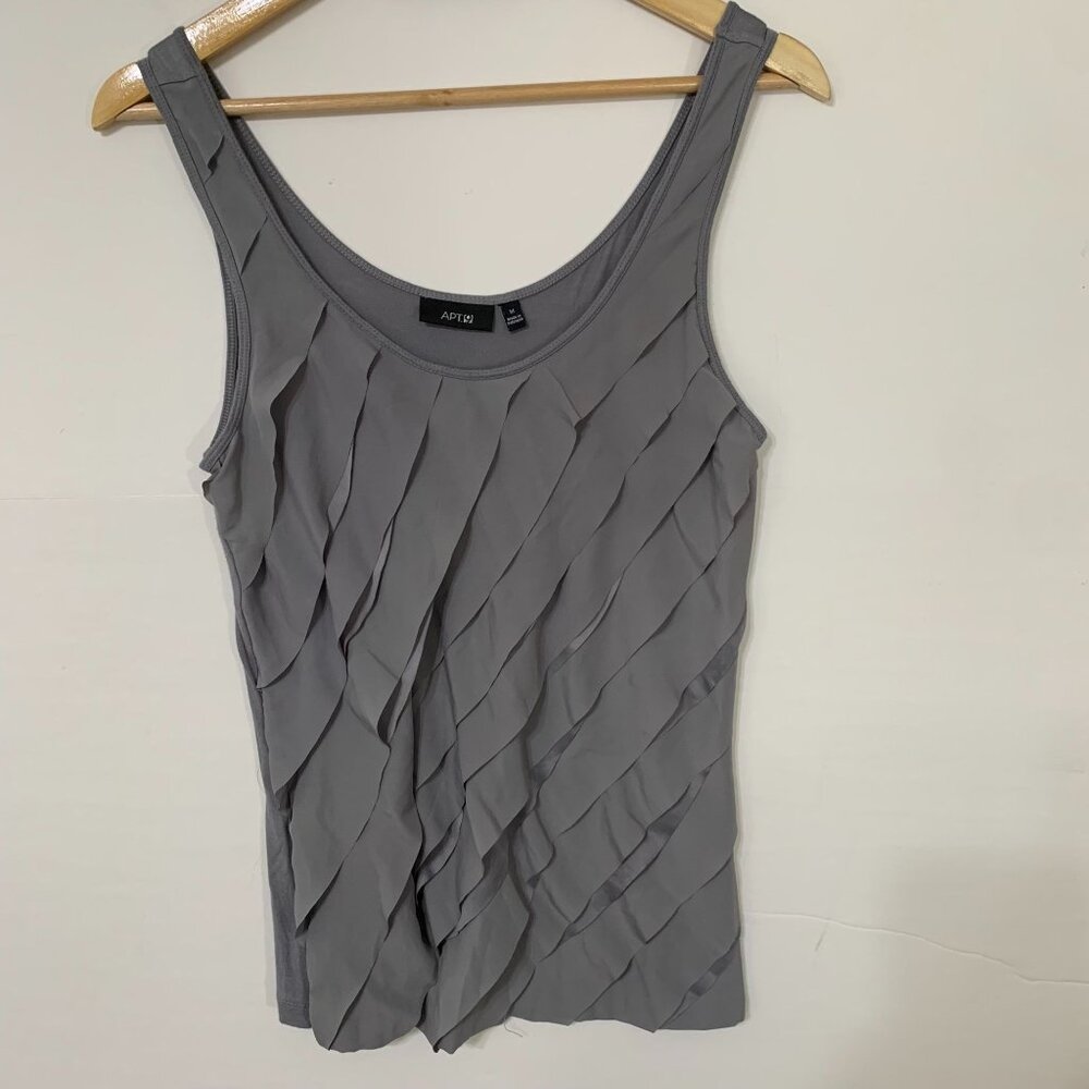APT 9 Gray‎ Tank Sheer Ruffle Size Medium